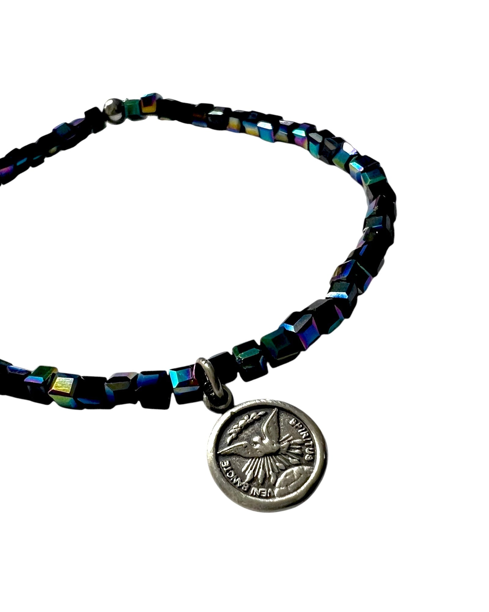 Holy Spirit Bracelet with Stones in Silver