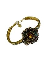 Pulseira com Flor Colorida em Prata Dourada