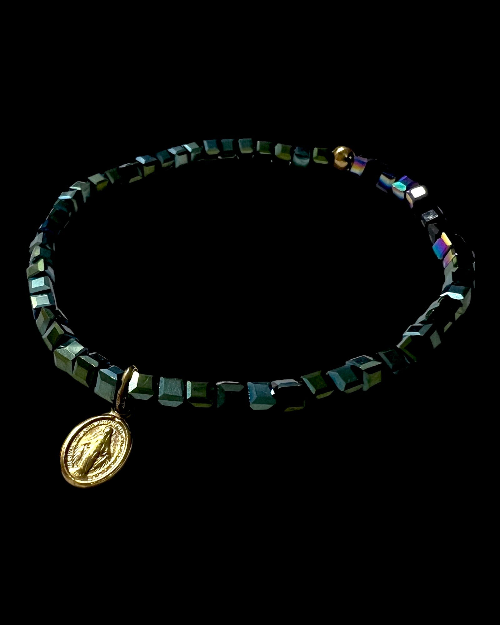 Our Lady of Grace Bracelet with Stones in Gold Plated Silver