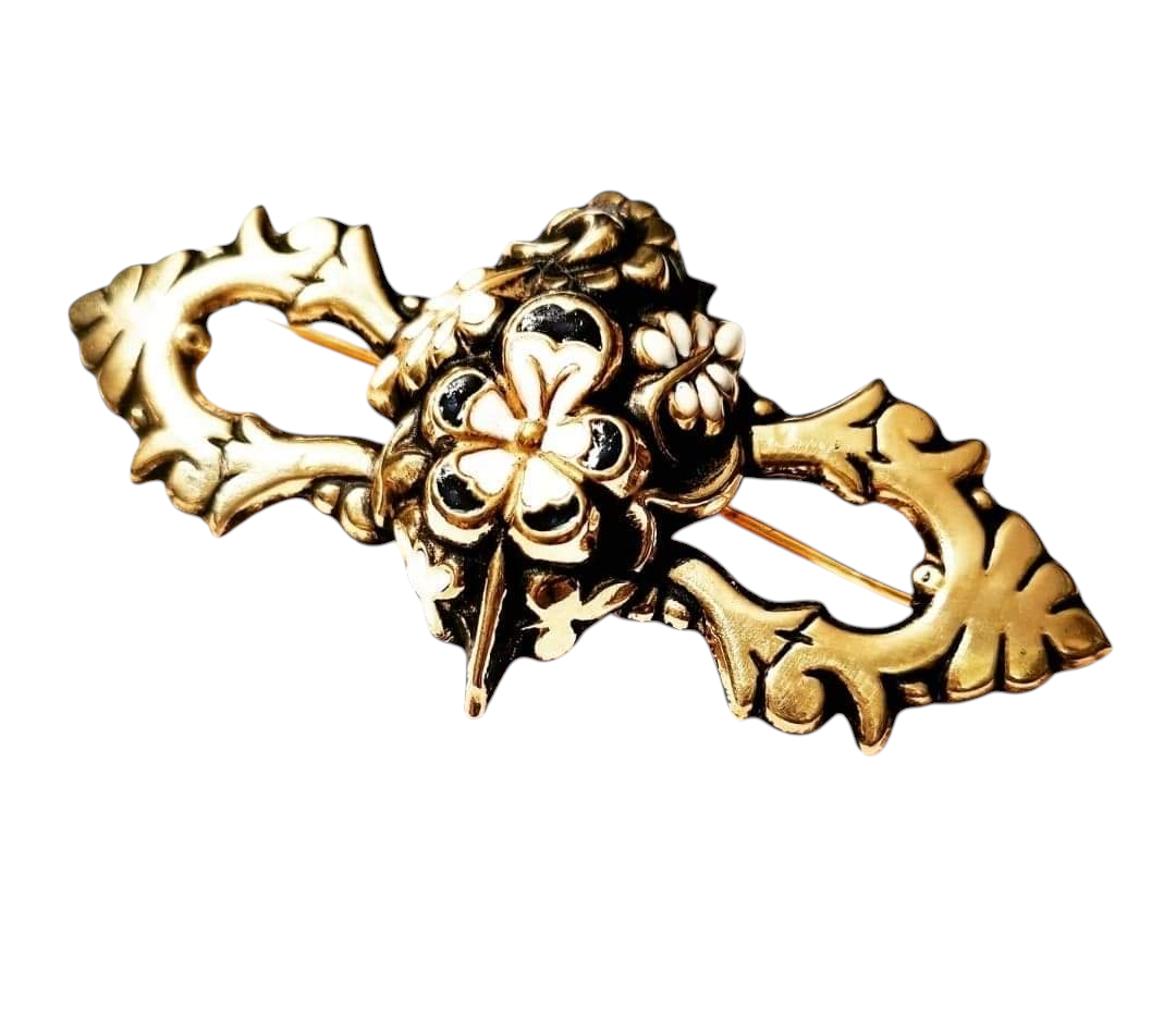 Baroque Brooch in Gold Plated Silver