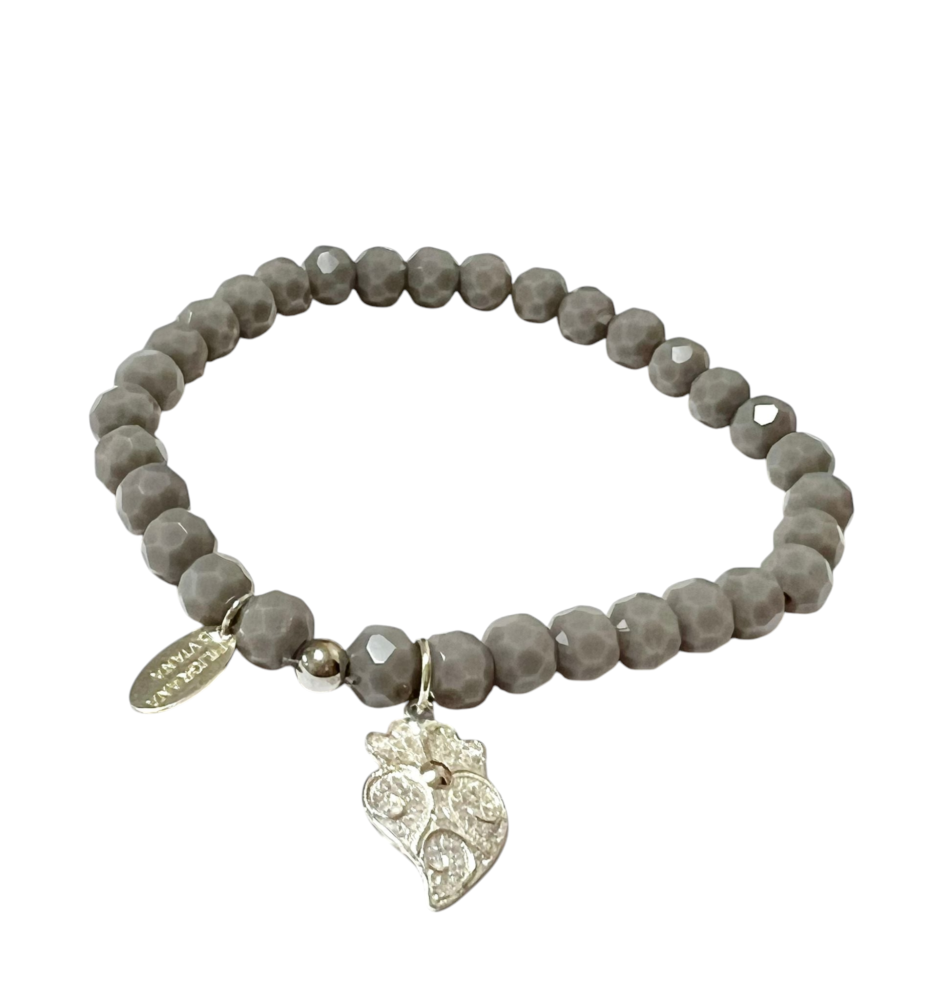 Viana Heart Bracelet with Gray Stones in Silver