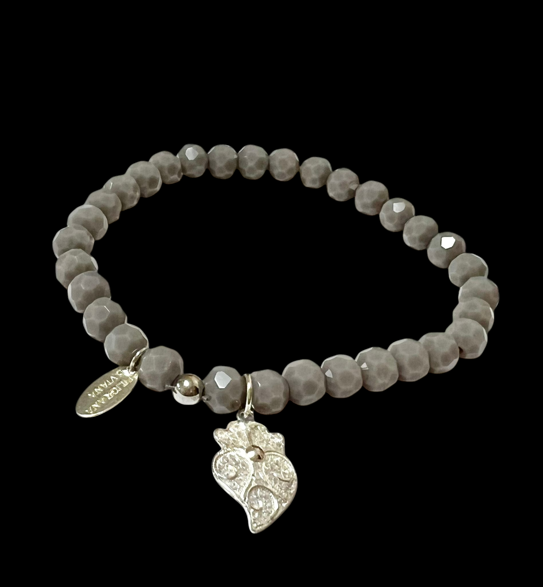 Viana Heart Bracelet with Gray Stones in Silver