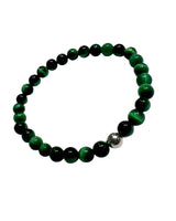 Pulseira Pedras Verdes e Prata de Homem