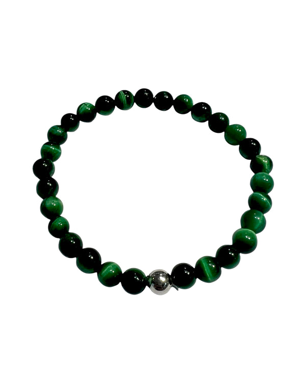 Pulseira Pedras Verdes e Prata de Homem