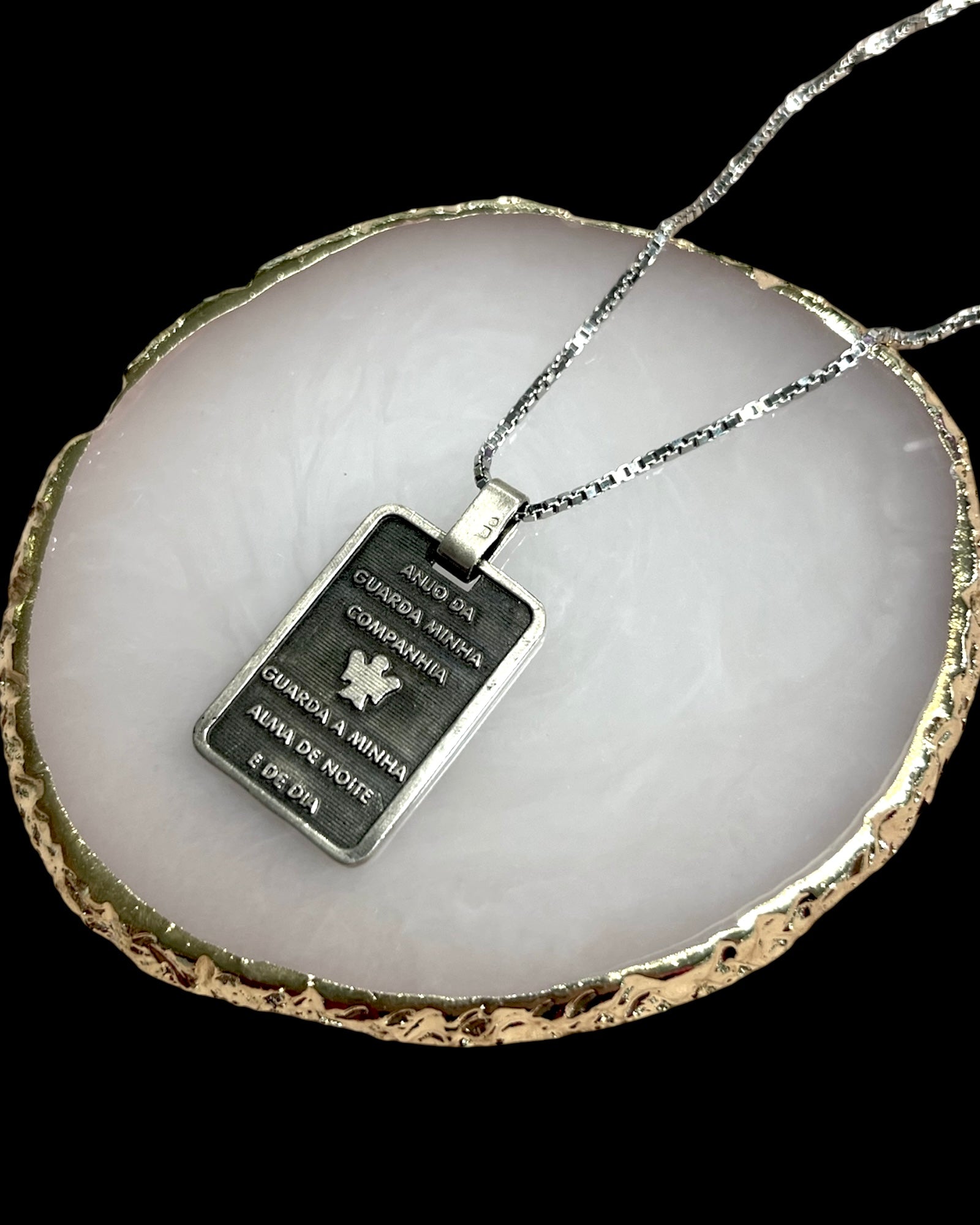 Guardian Angel Medal Necklace in Silver