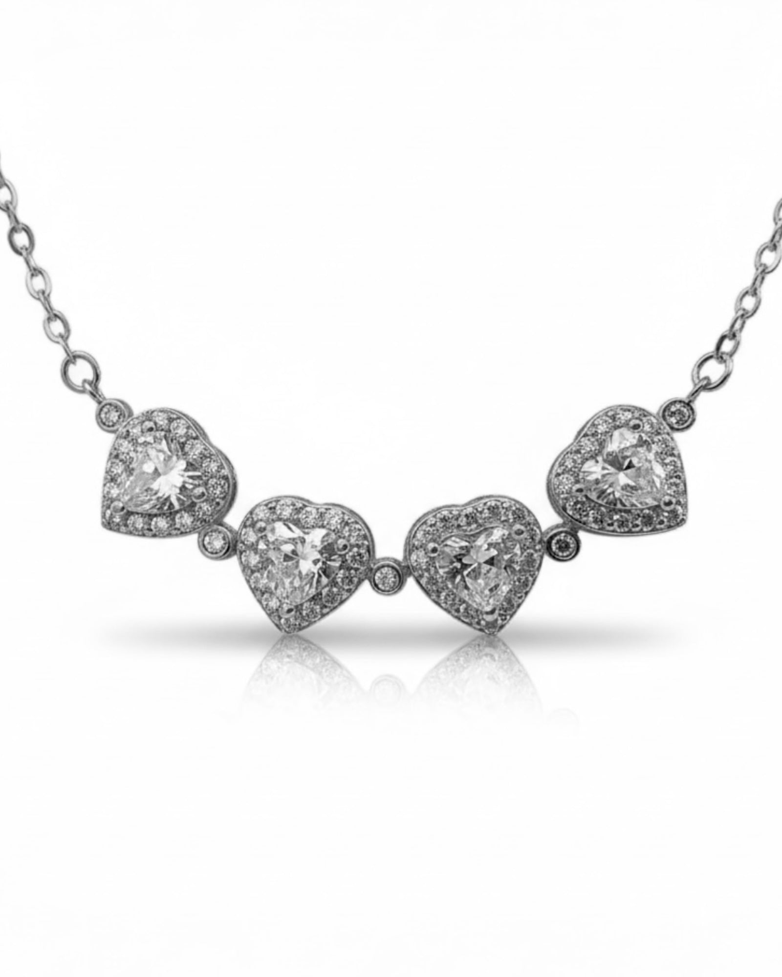 Colar Versátil Trevo/Coração em Prata Branca