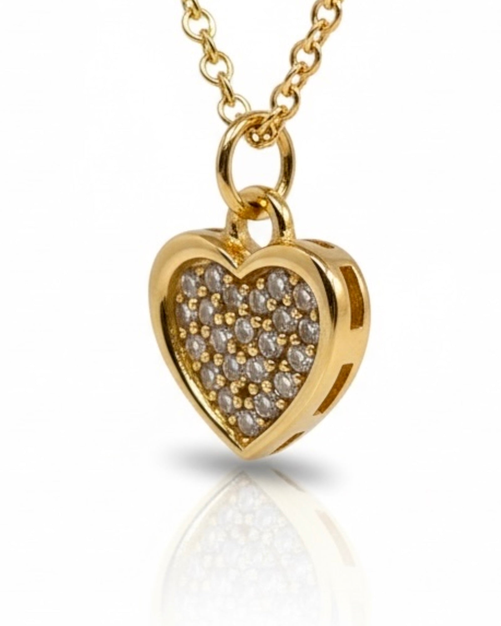 Colar Coração em Prata Dourada