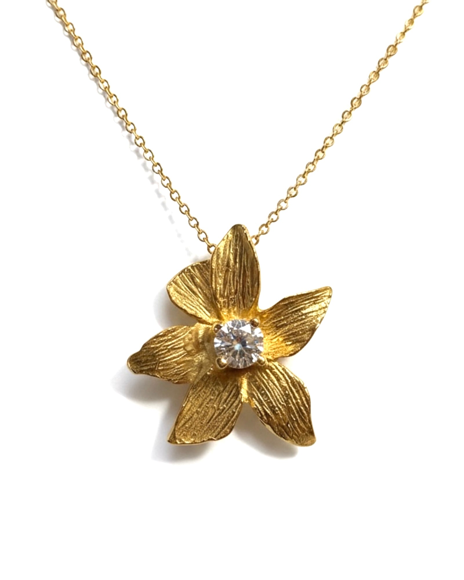 Colar Flor em Prata Dourada