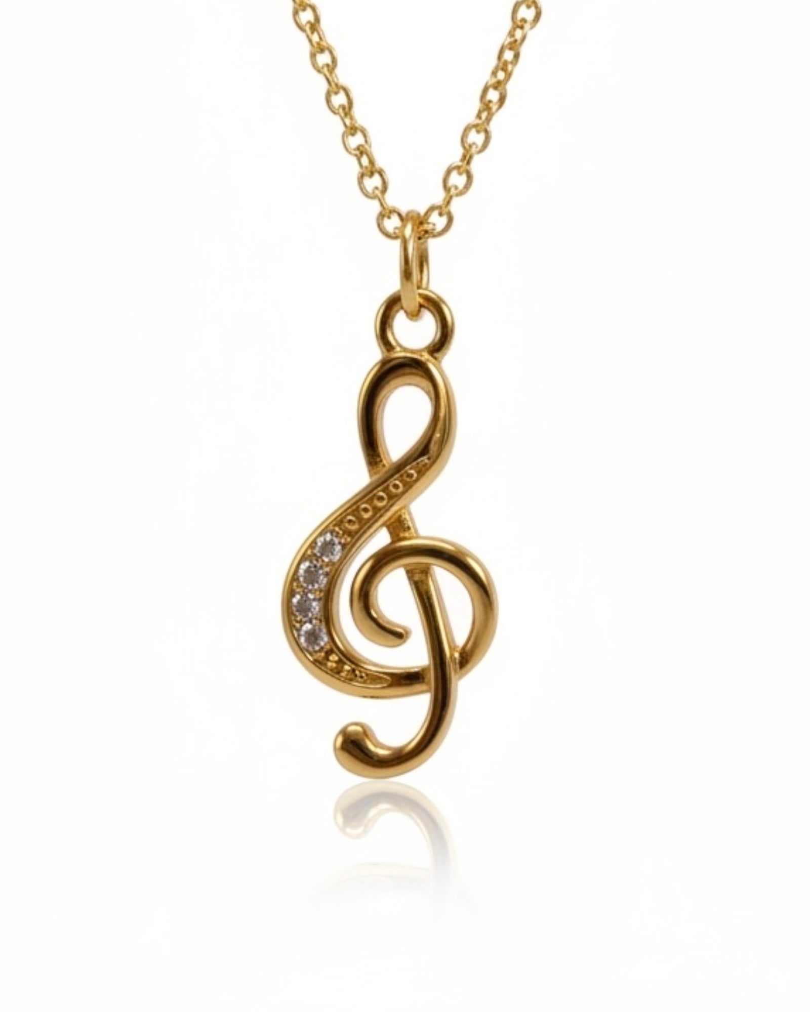 Colar Clave de Sol em Prata Dourada