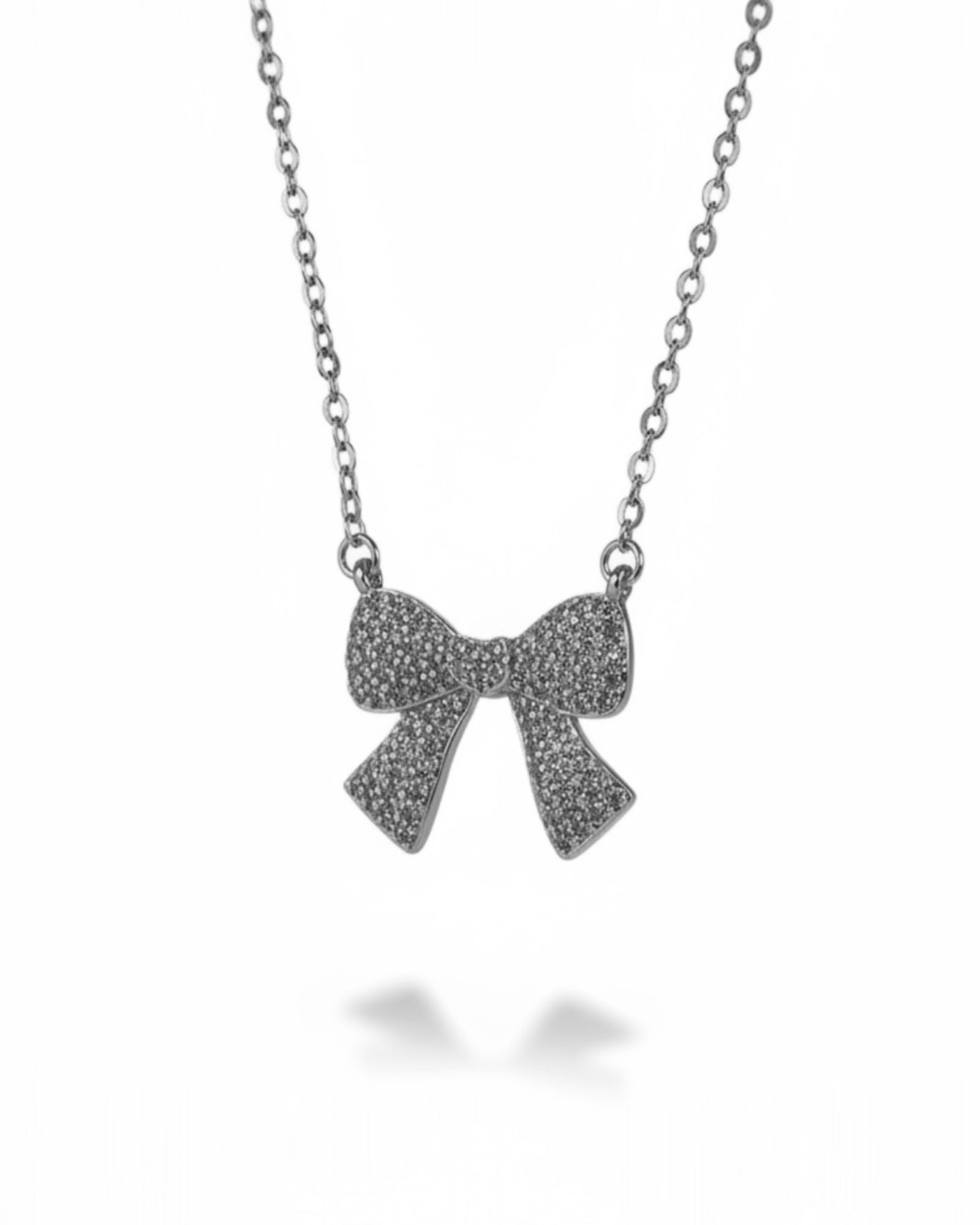 Colar Laço em Prata Branca