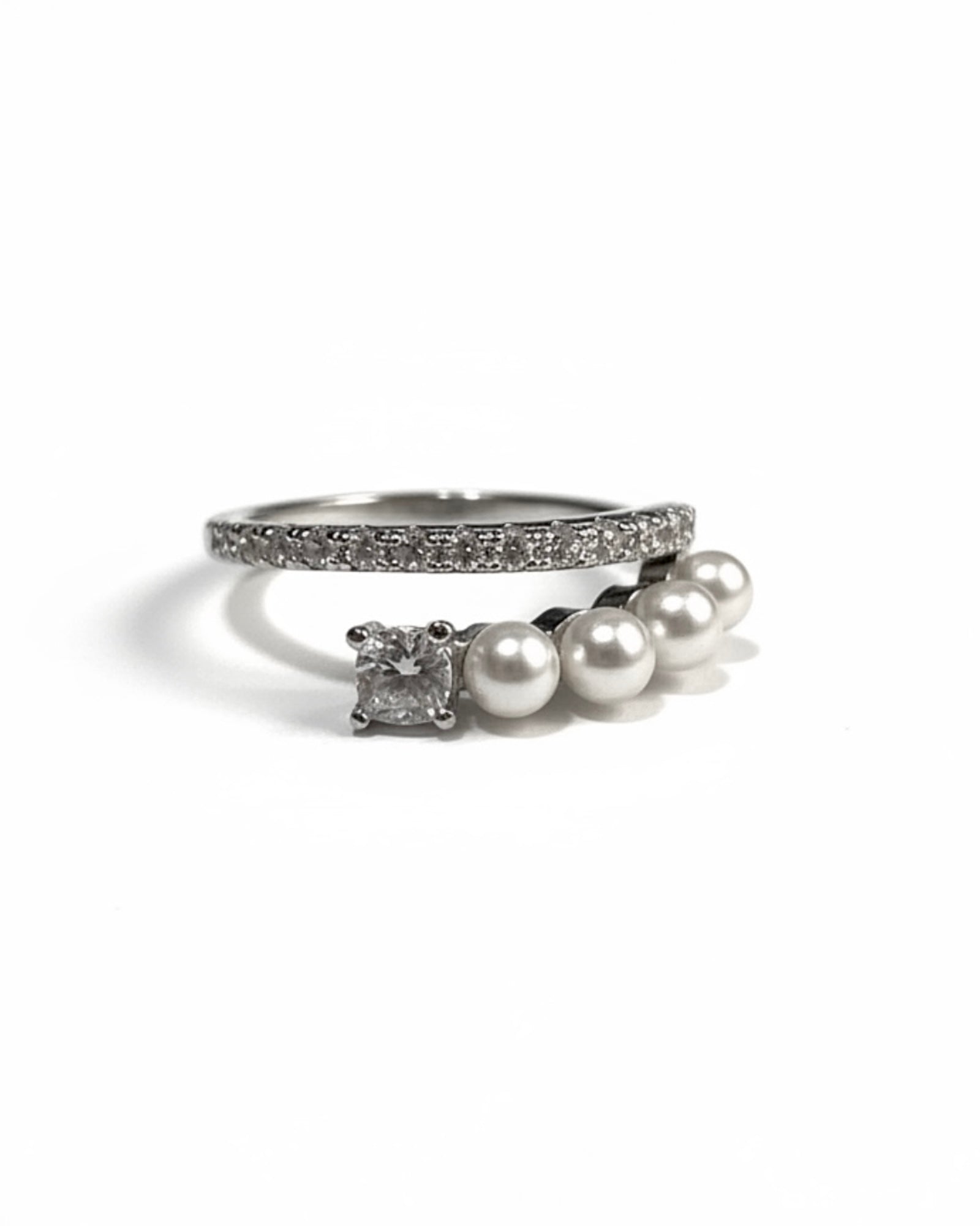 Anel Brilhos com Pérolas em Prata