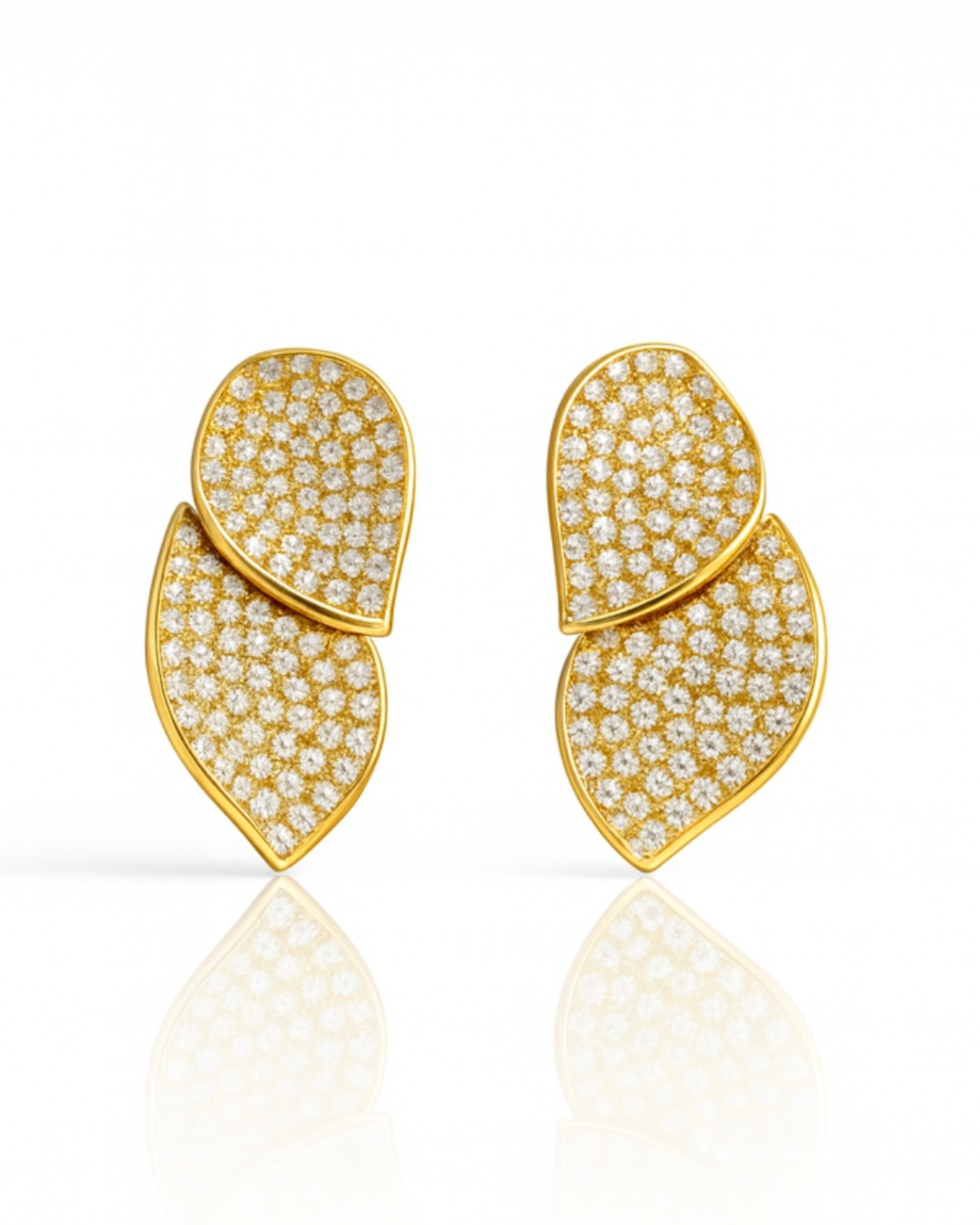 Brincos 2 Pétalas Mini em Prata Dourada