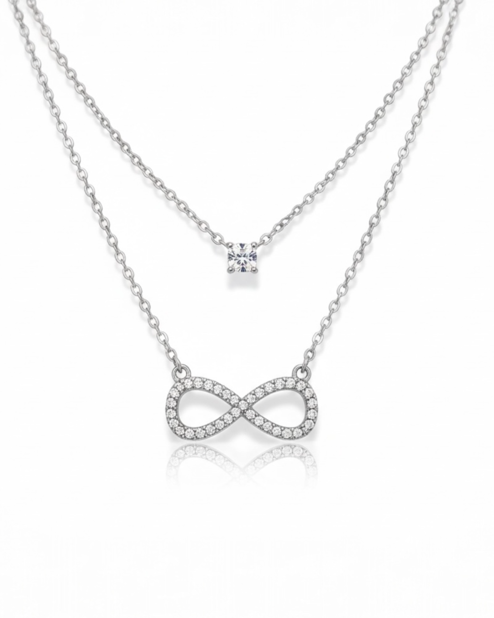 Colar Duplo Infinito em Prata