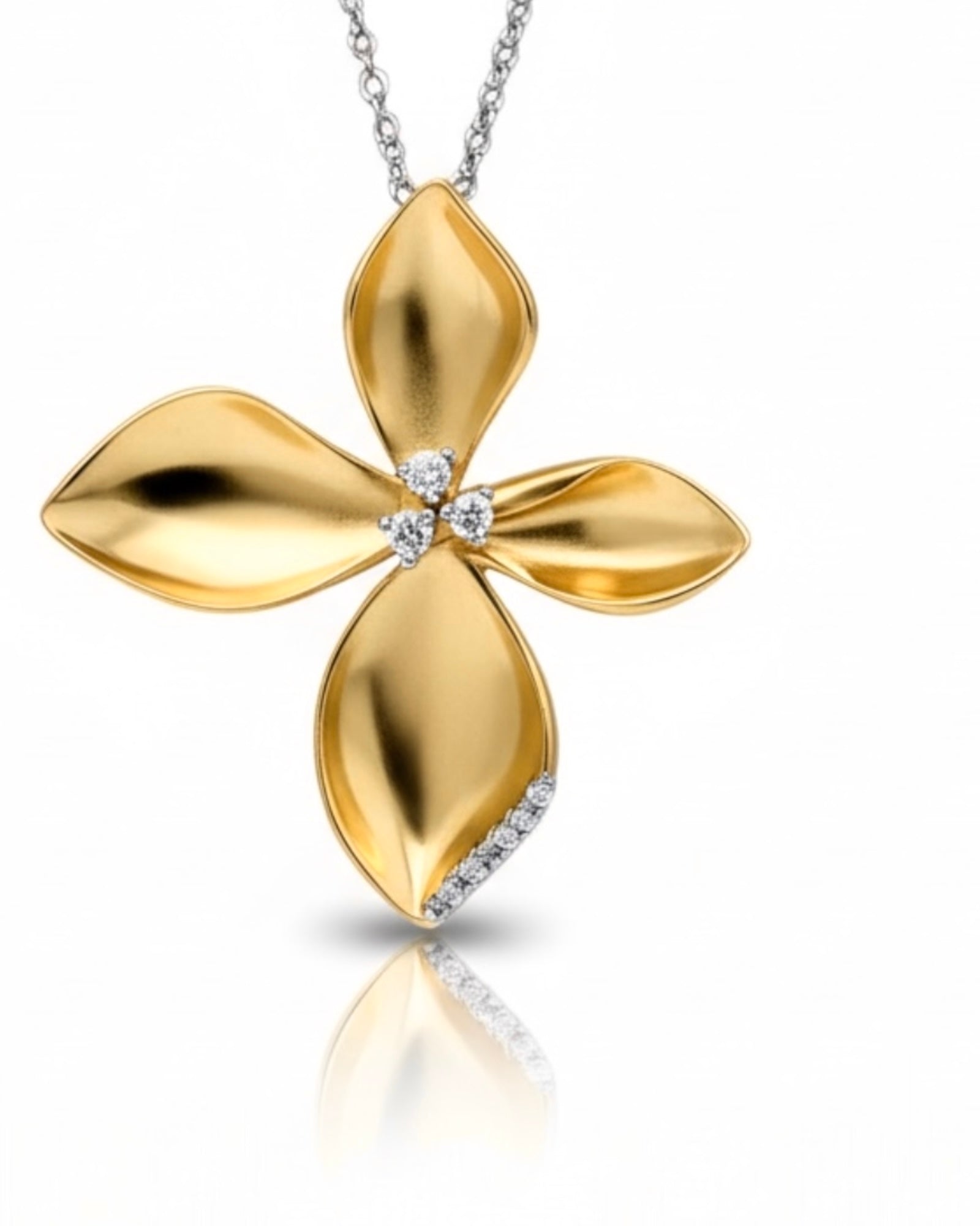 Colar Pétalas em Prata e Prata Dourada