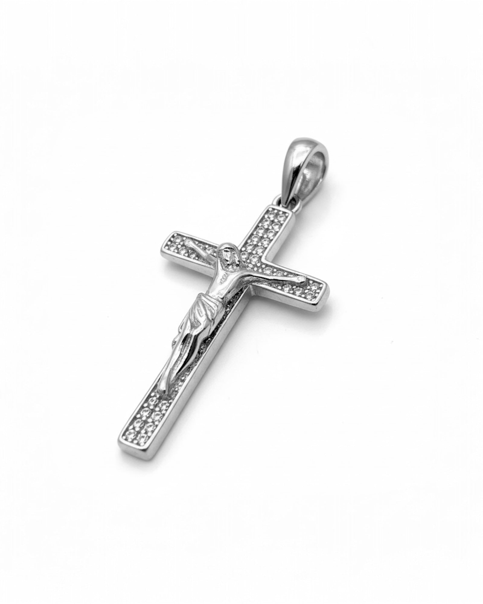 Medalha Cruz com Brilho em Prata