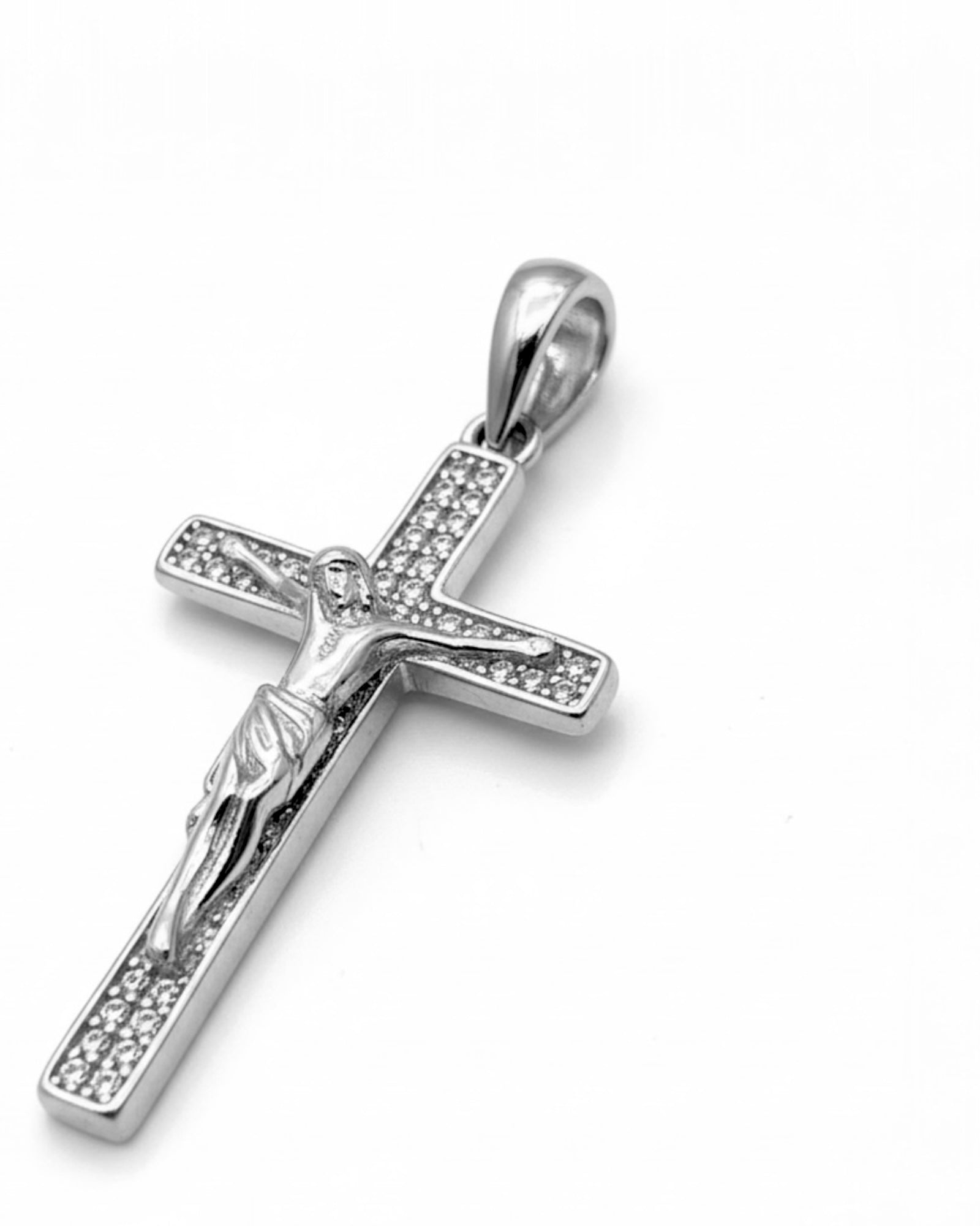 Medalha Cruz com Brilho em Prata