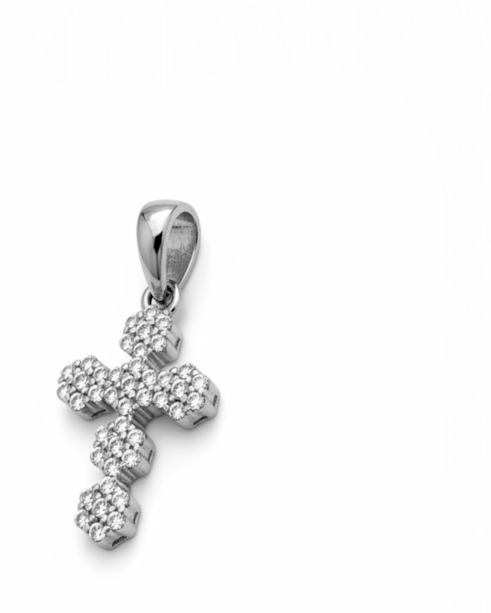 Medalha Cruz com Brilho em Prata