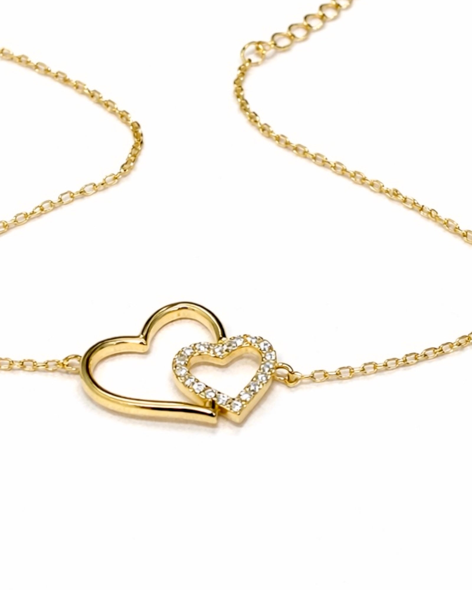 Pulseira Corações Entrelaçados em Prata Dourada