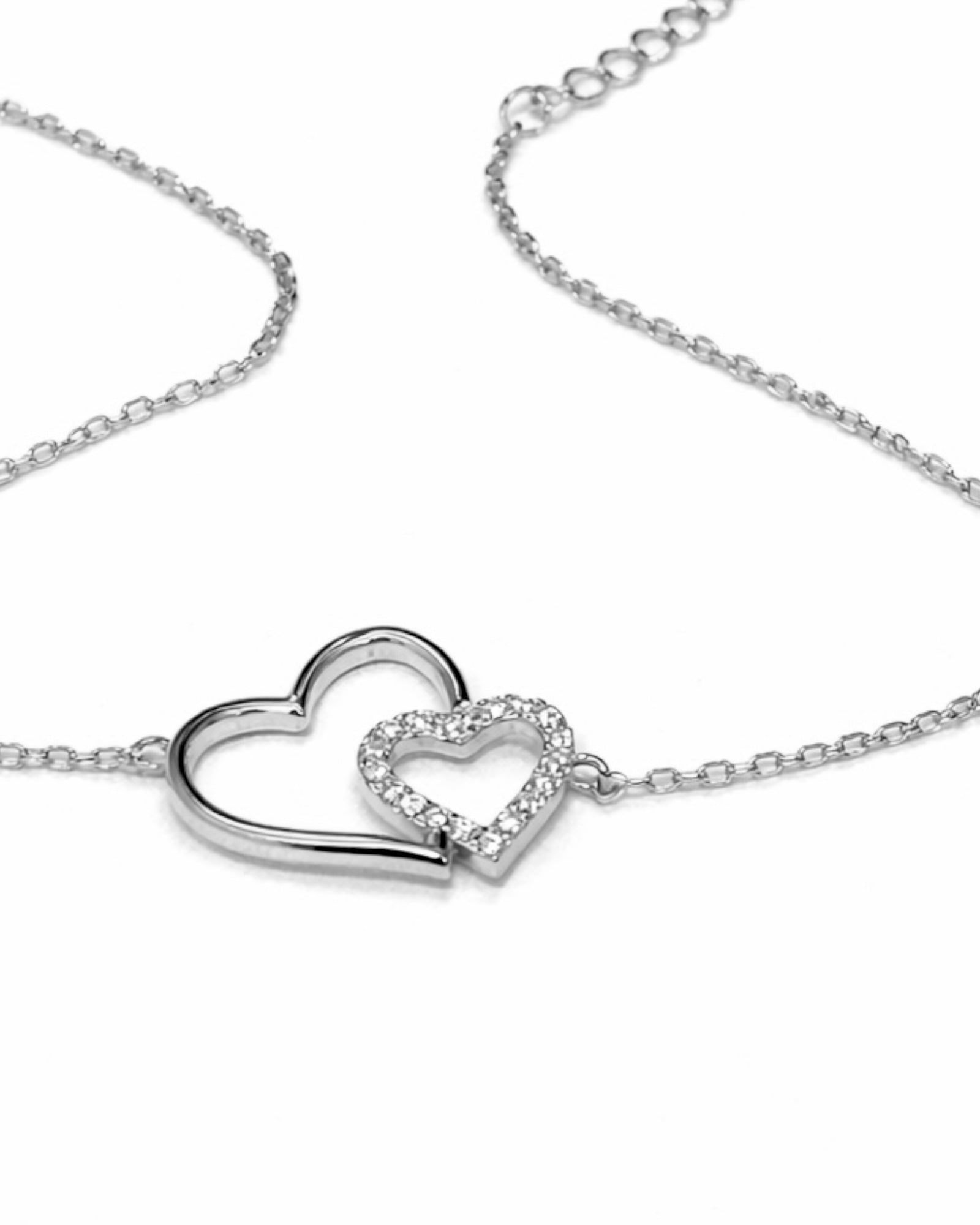 Pulseira Corações Entrelaçados em Prata