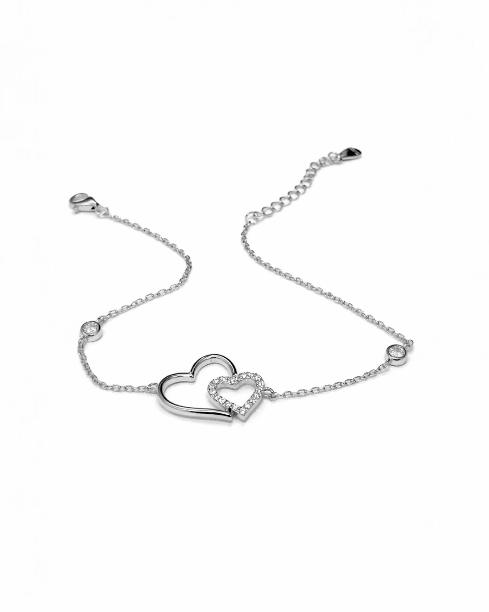 Pulseira Corações Entrelaçados em Prata