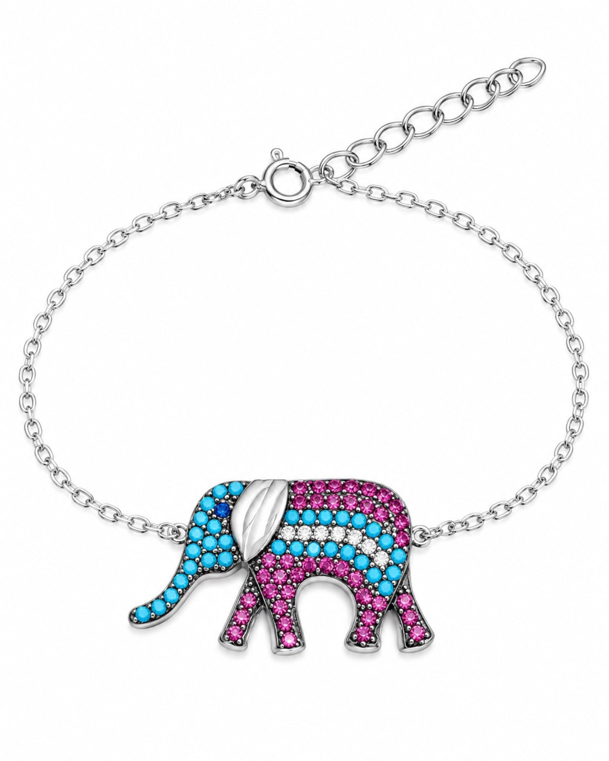 Pulseira com Elefante em Prata