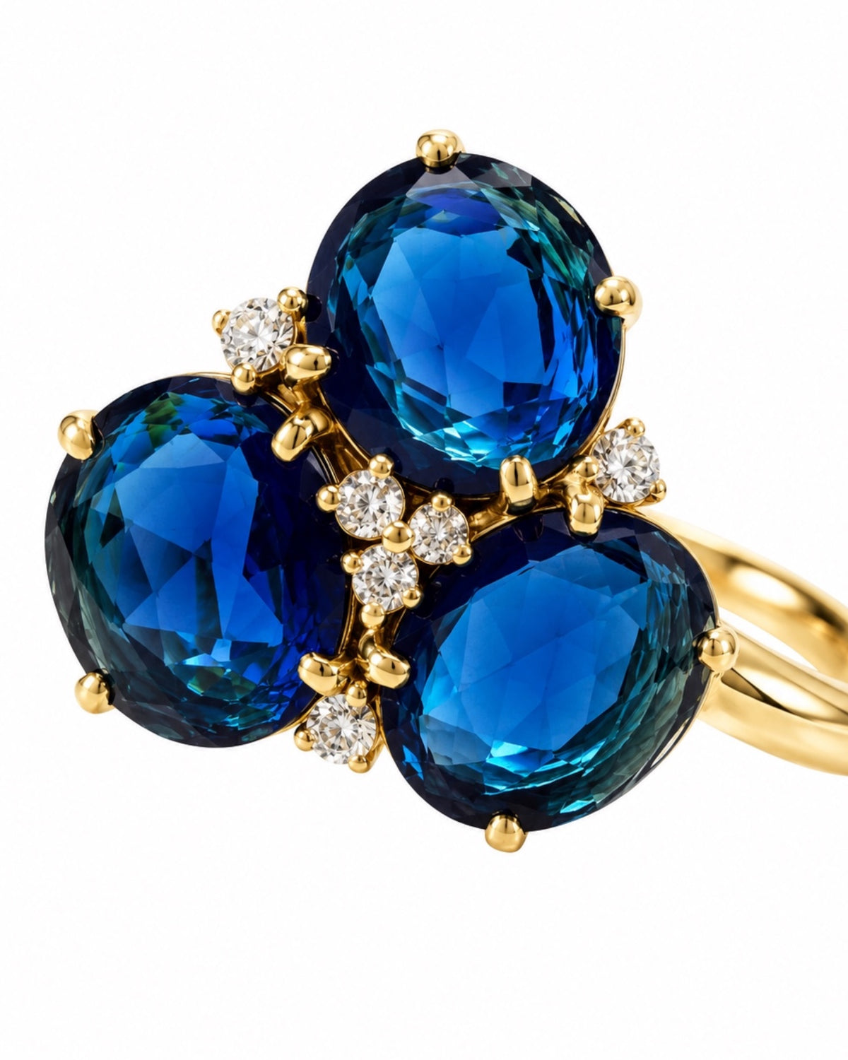 Blue Stone Ring in Gold-Plated Silver