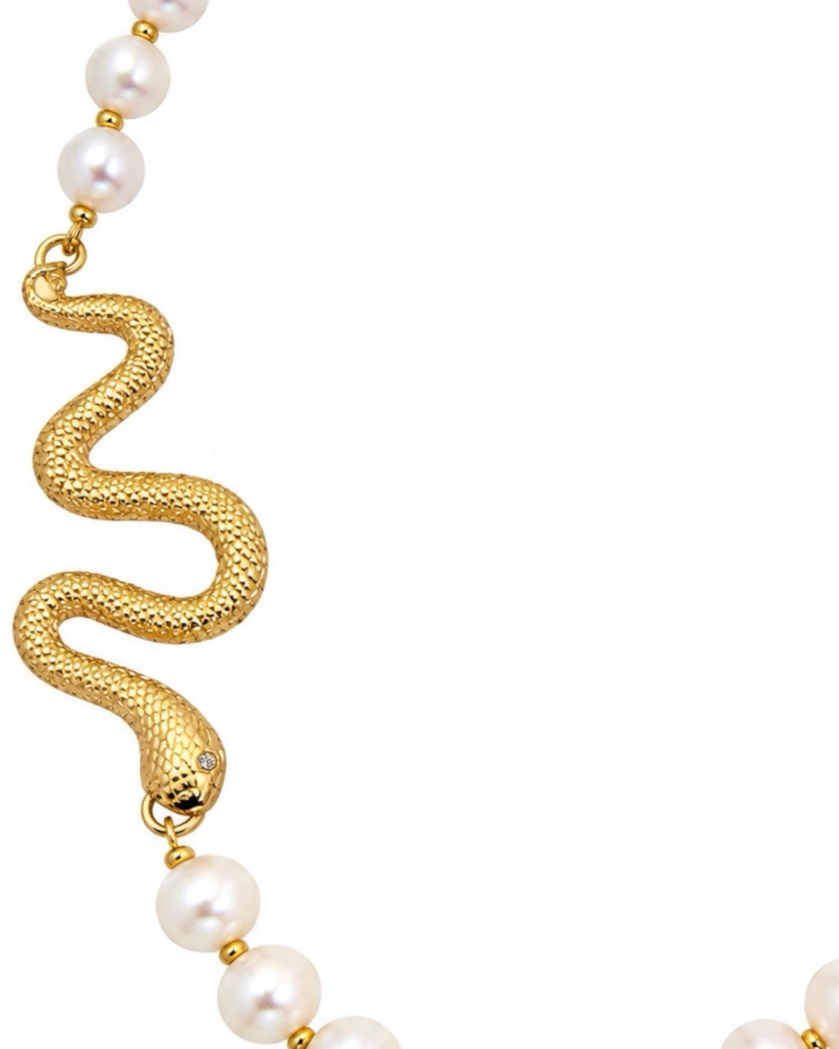 Colar Cobra em prata com pérola
