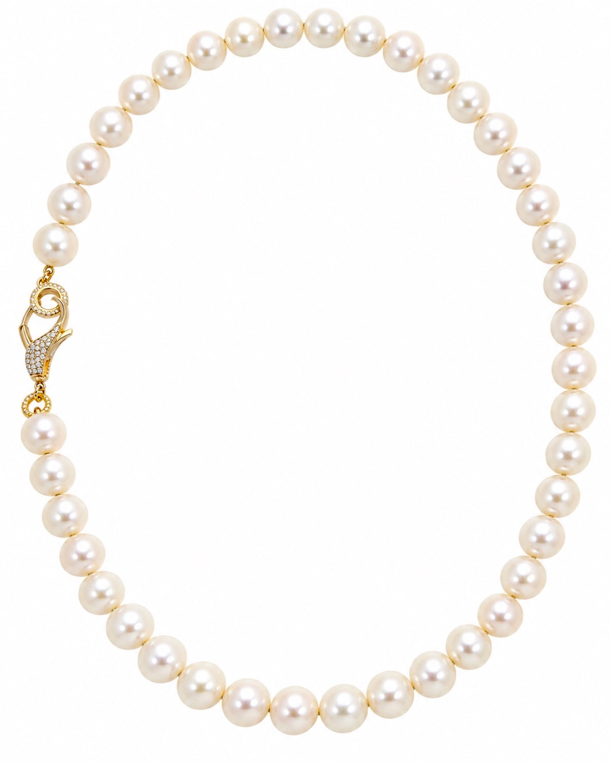Neutral Tone Pearl Necklace with Sparkling Silver Zipper