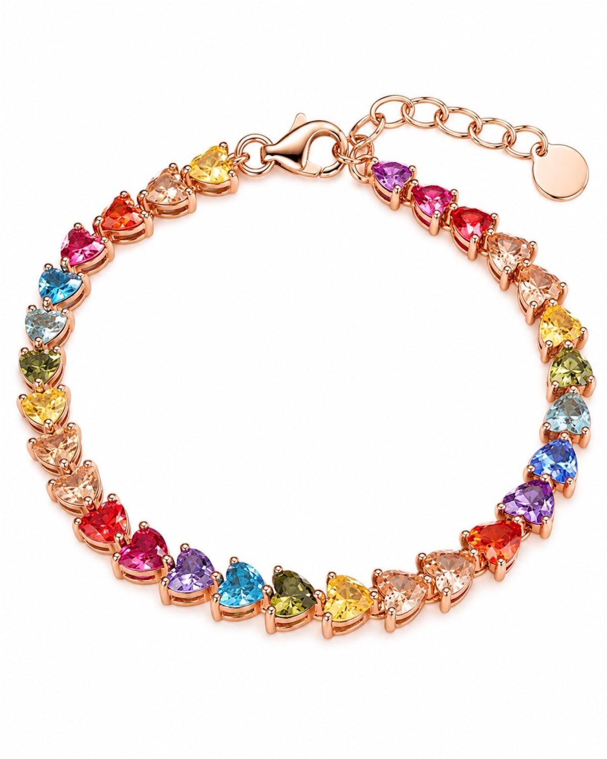 Colorful bracelet in rose silver.