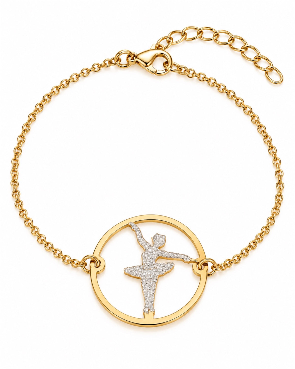 Pulseira Bailarina em Prata Dourada