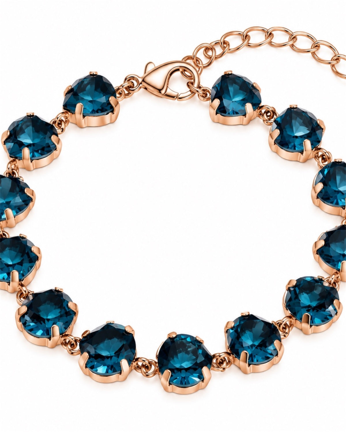 Pulseira Brilho Cor Azul  em Prata