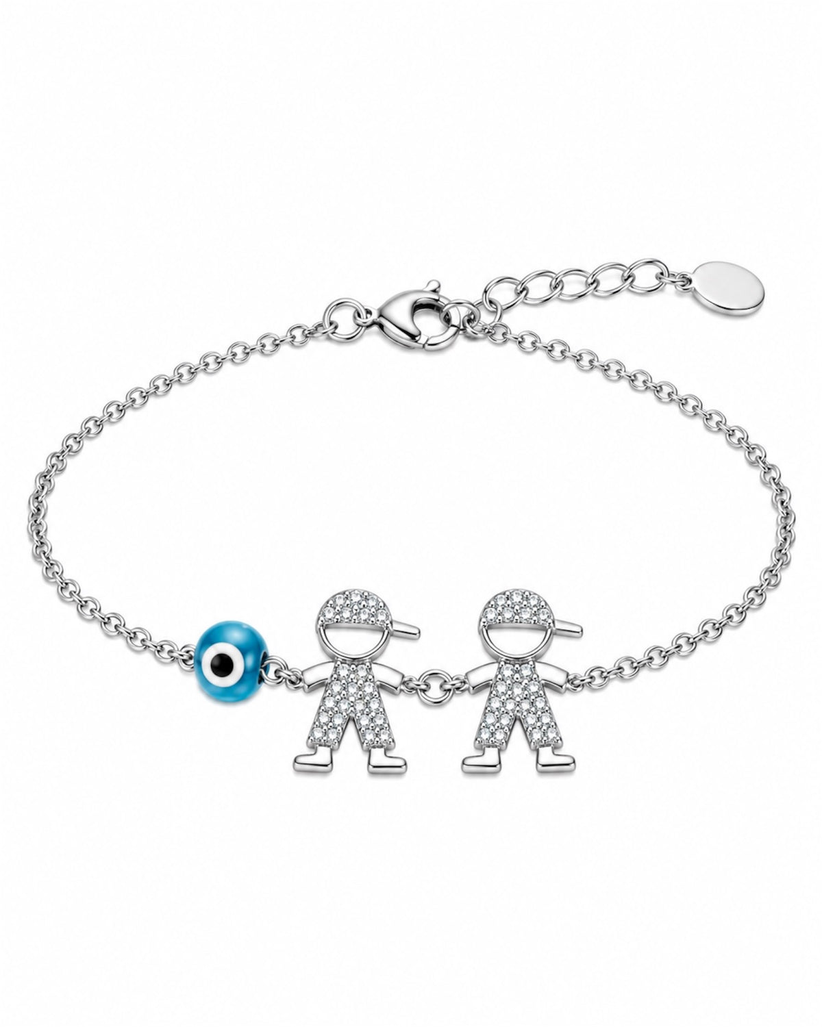 Pulseira com Dois Meninos em Prata