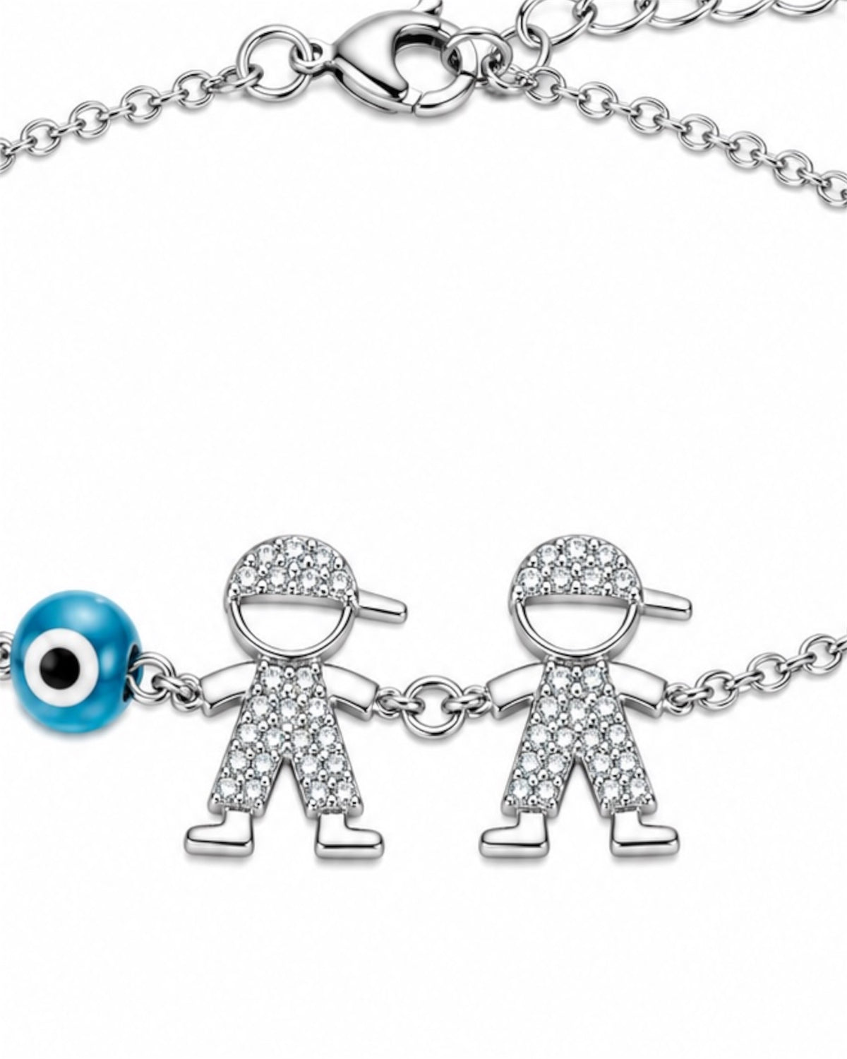 Pulseira com Dois Meninos em Prata
