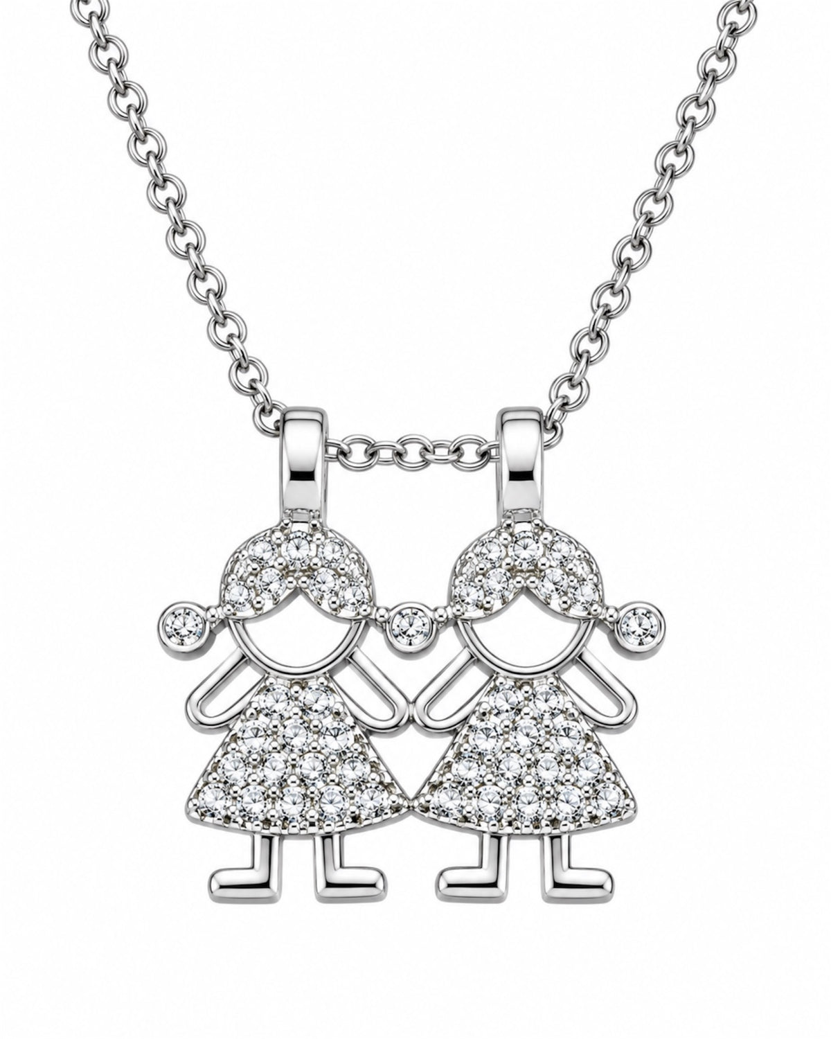 Necklace with Two Girls in Silver