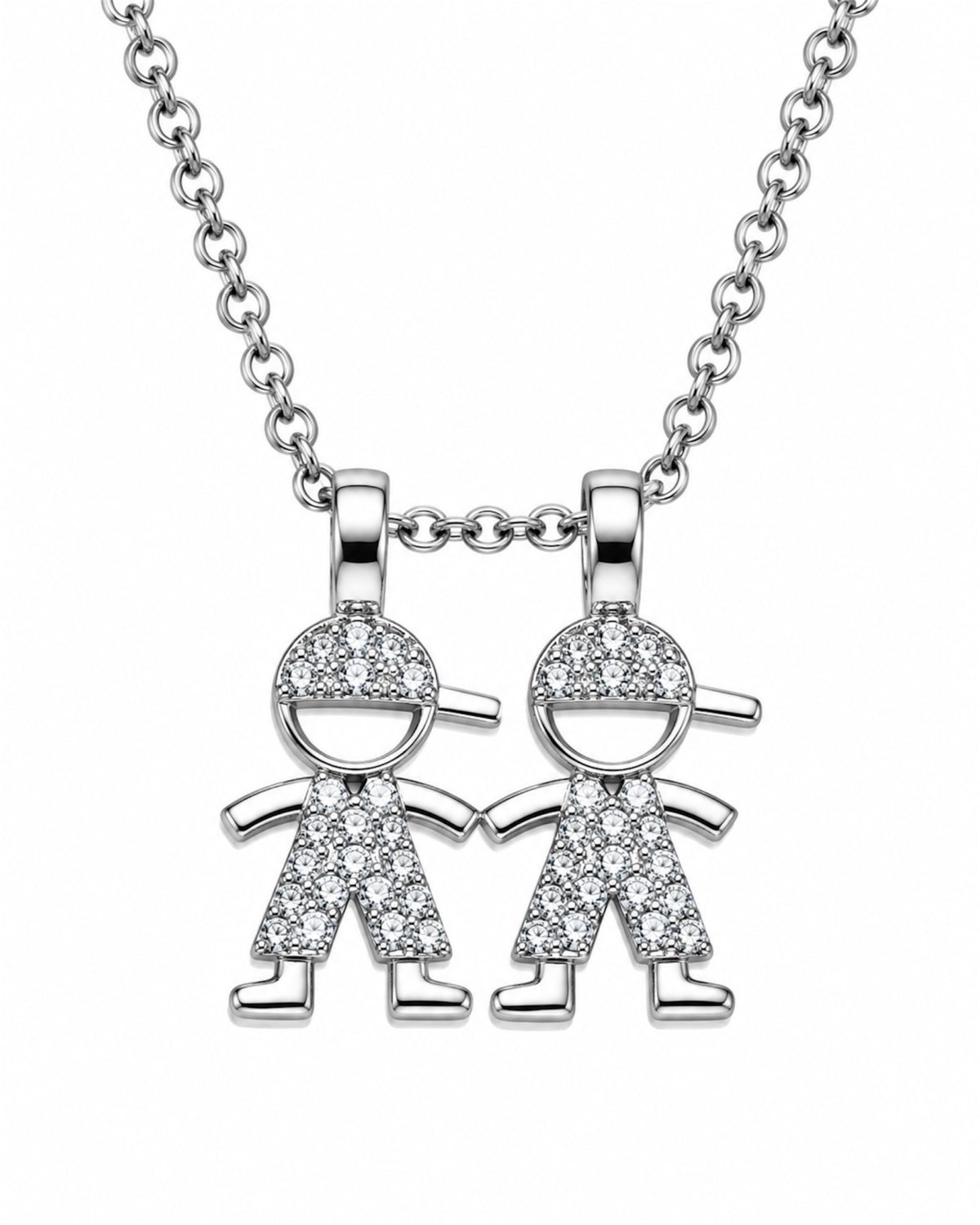 Necklace with Two Boys in Silver