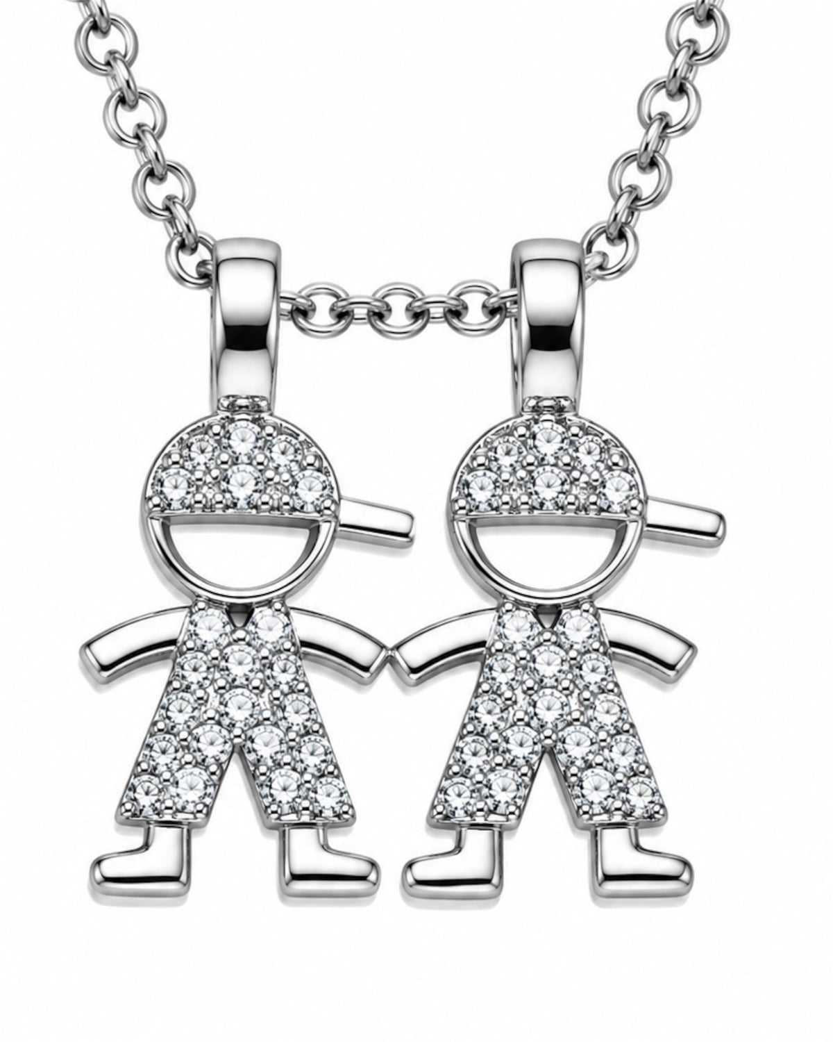 Necklace with Two Boys in Silver