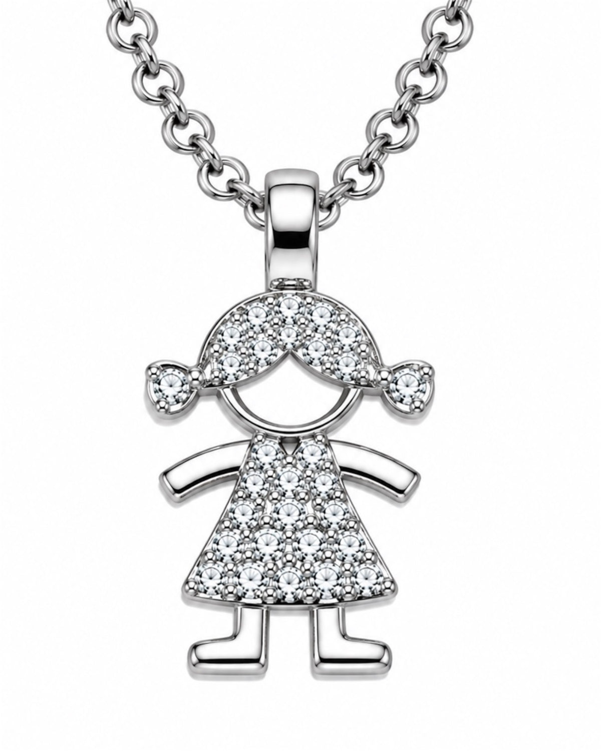 Silver Necklace with Girl
