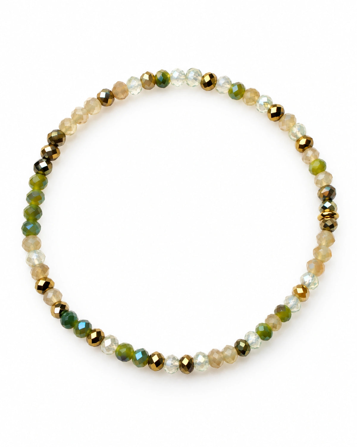 7 - Pulseira Pedras Tons Pistache com Prata
