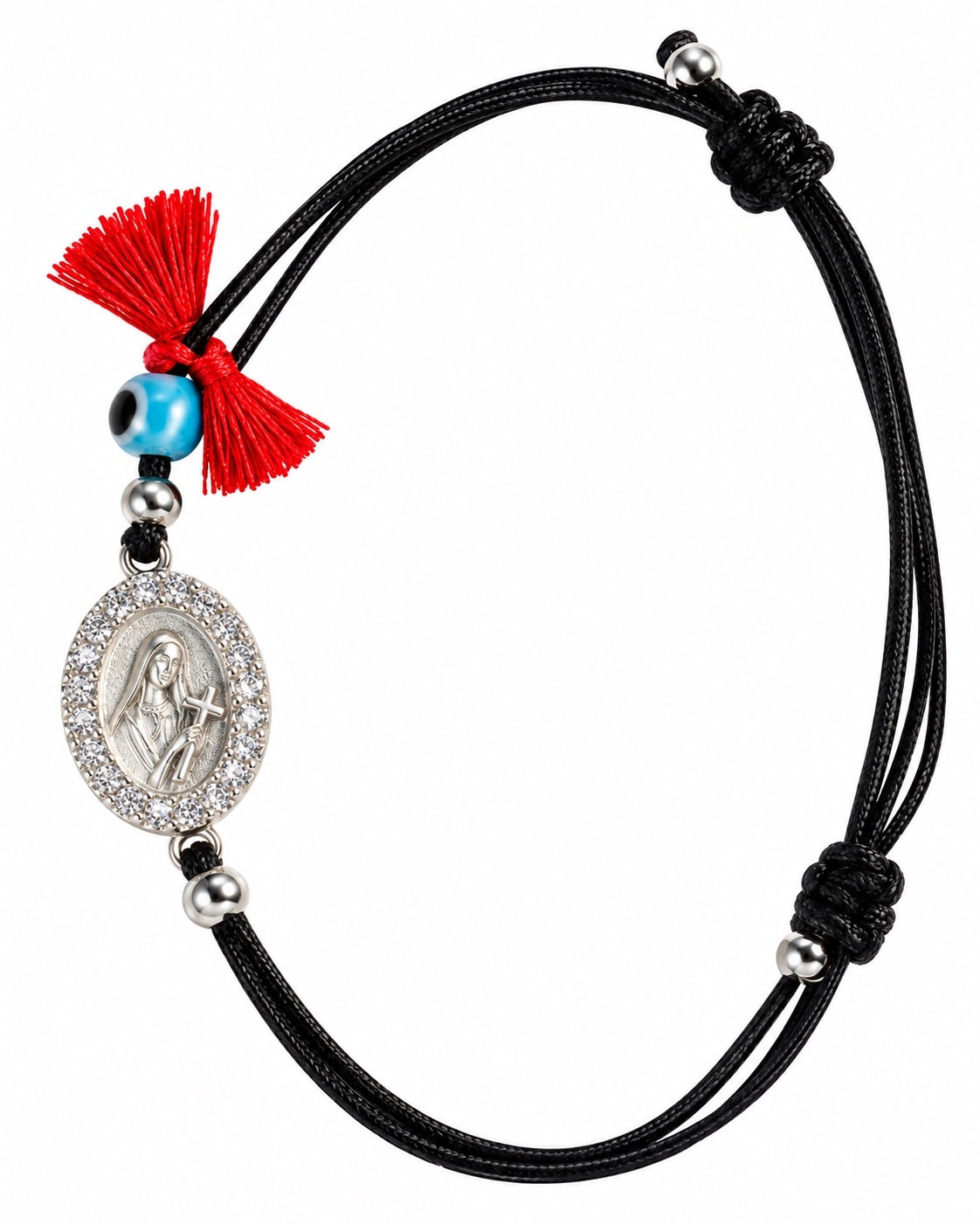 Pulseira Seda Santa Rita de Cássia em Prata