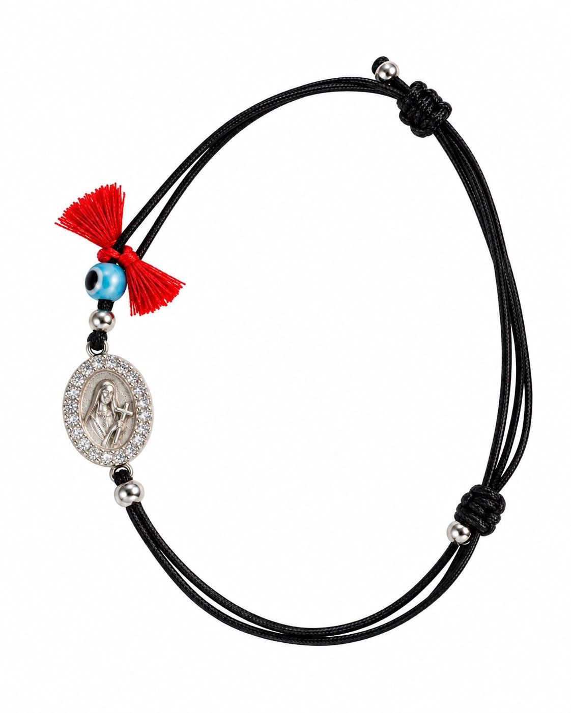 Pulseira Seda Santa Rita de Cássia em Prata