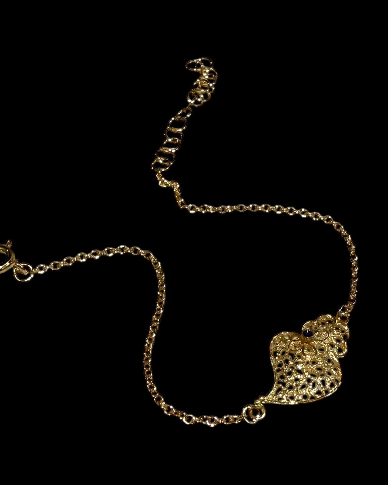 Pulseira Coração de Viana com Esmalte em Prata Dourada