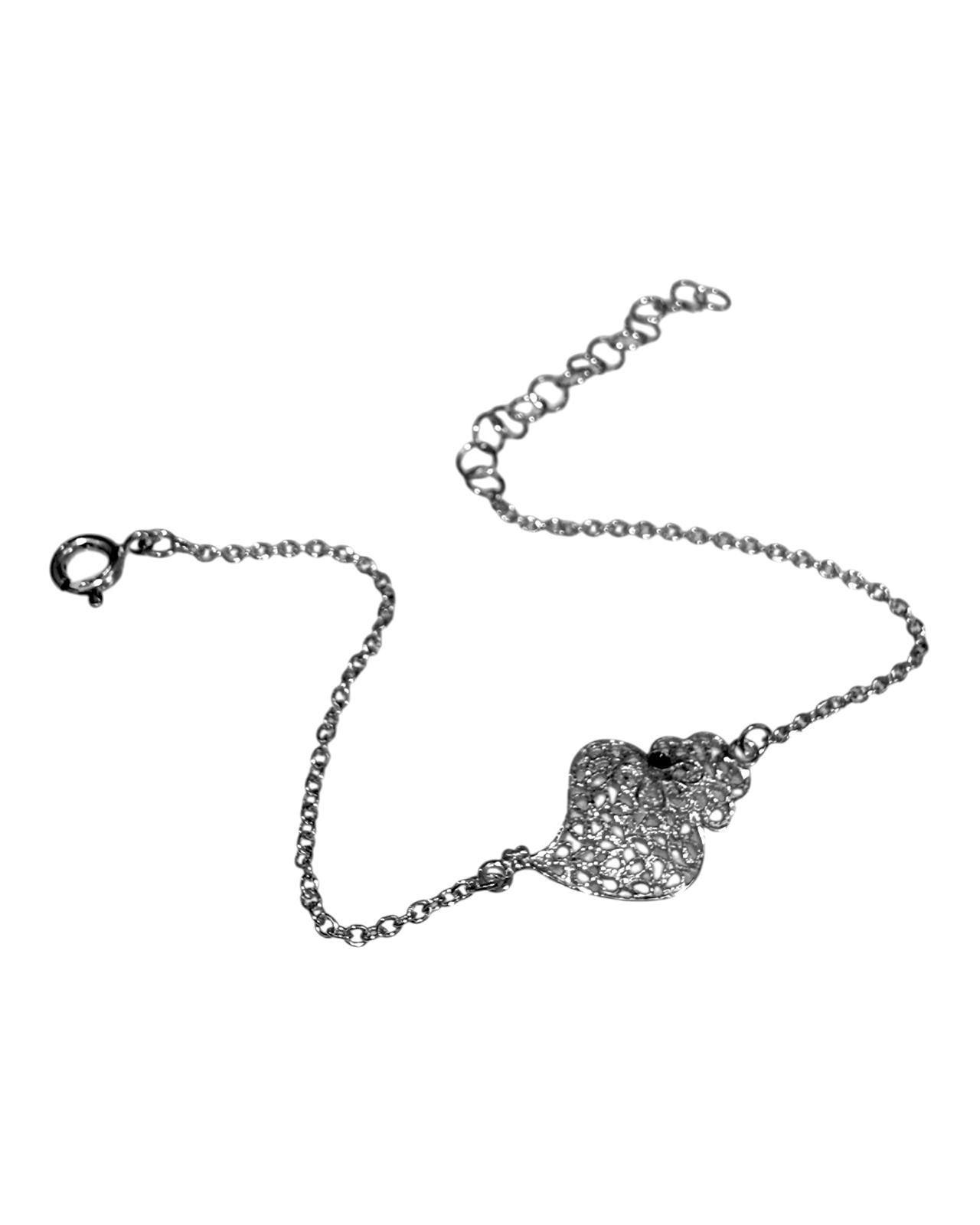 Pulseira Coração de Viana com Esmalte em Prata