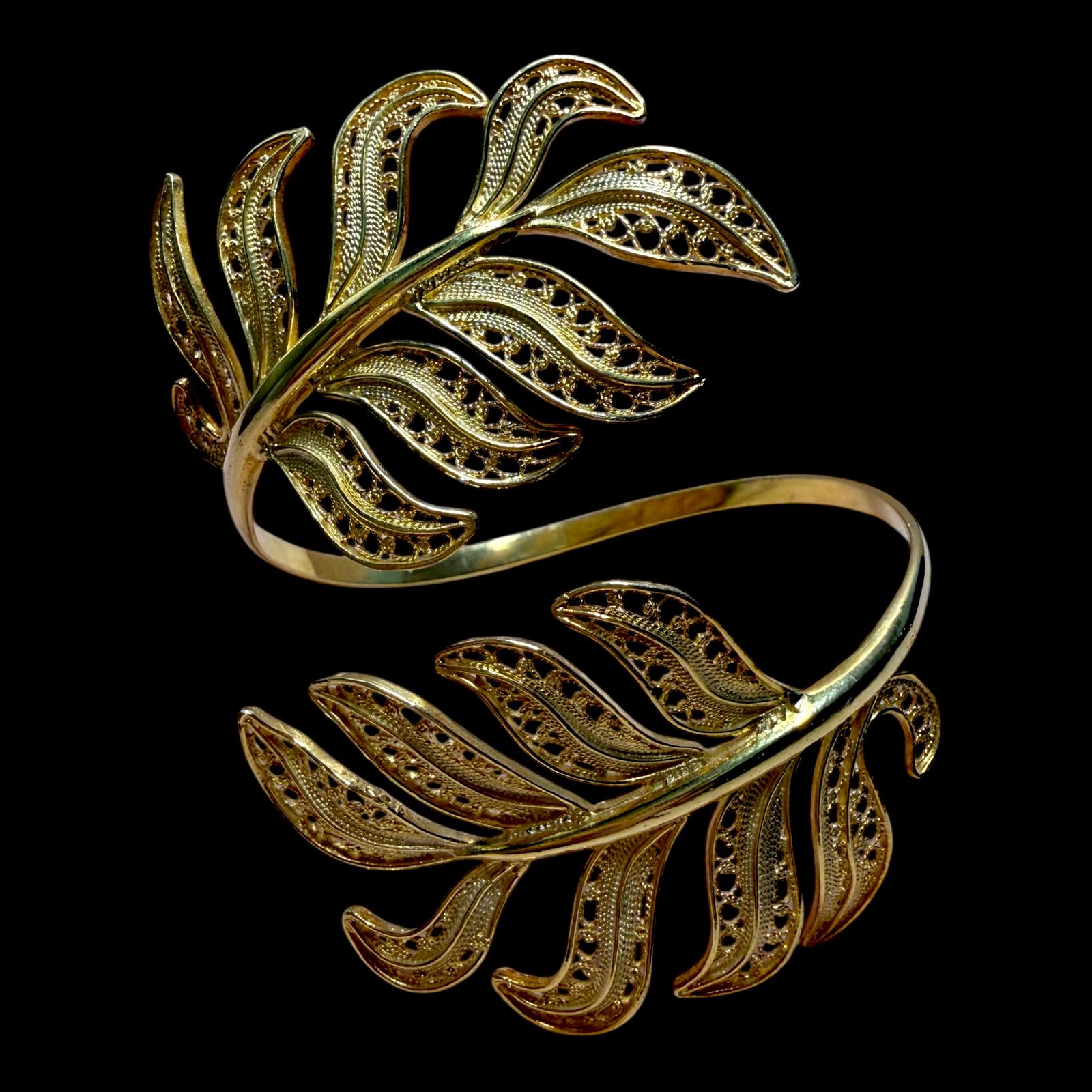 Pulseira Folhas de Filigrana em Prata Dourada