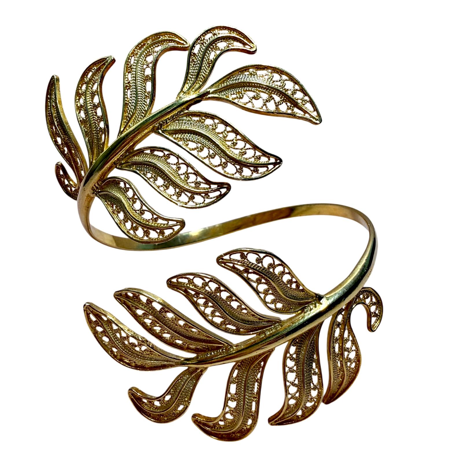 Pulseira Folhas de Filigrana em Prata Dourada