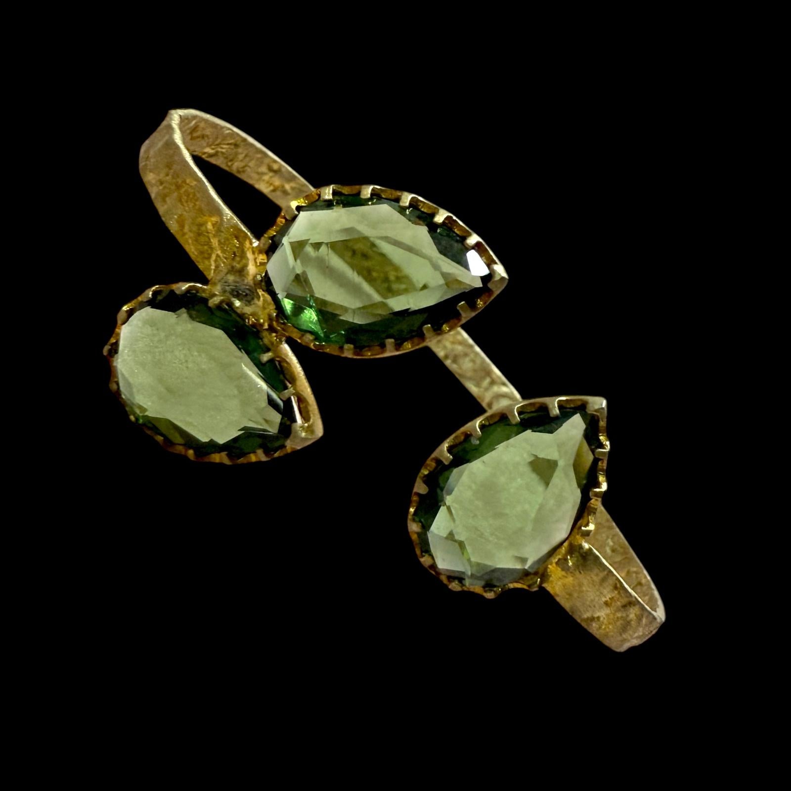 Pulseira Gotas Verde Claro em Prata Dourada