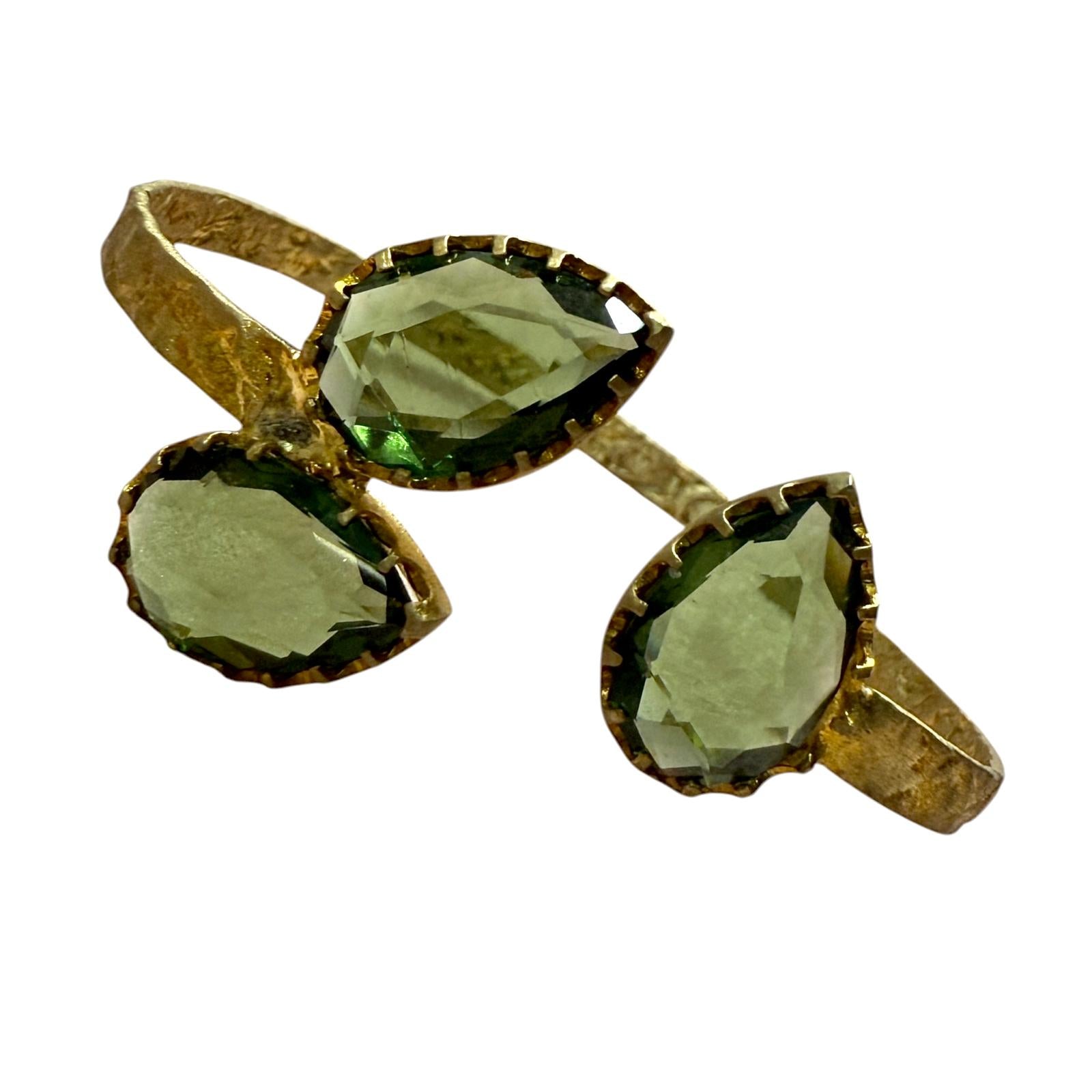 Pulseira Gotas Verde Claro em Prata Dourada