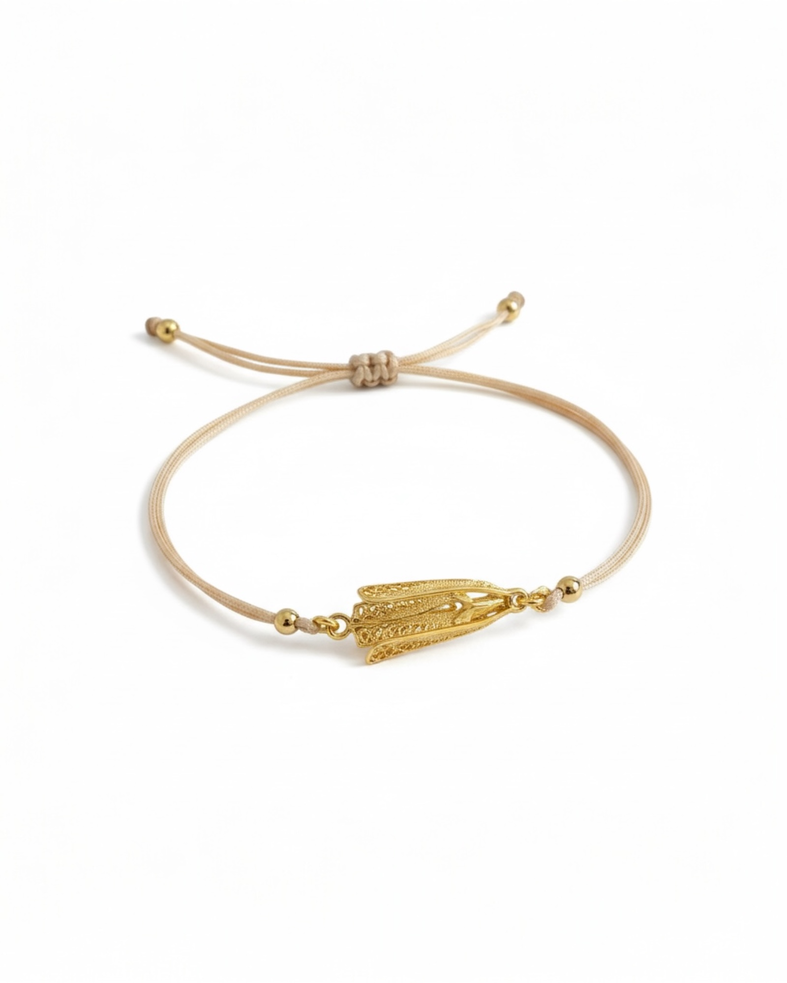 Pulseira Seda Nossa Senhora de Fátima em Prata Dourada