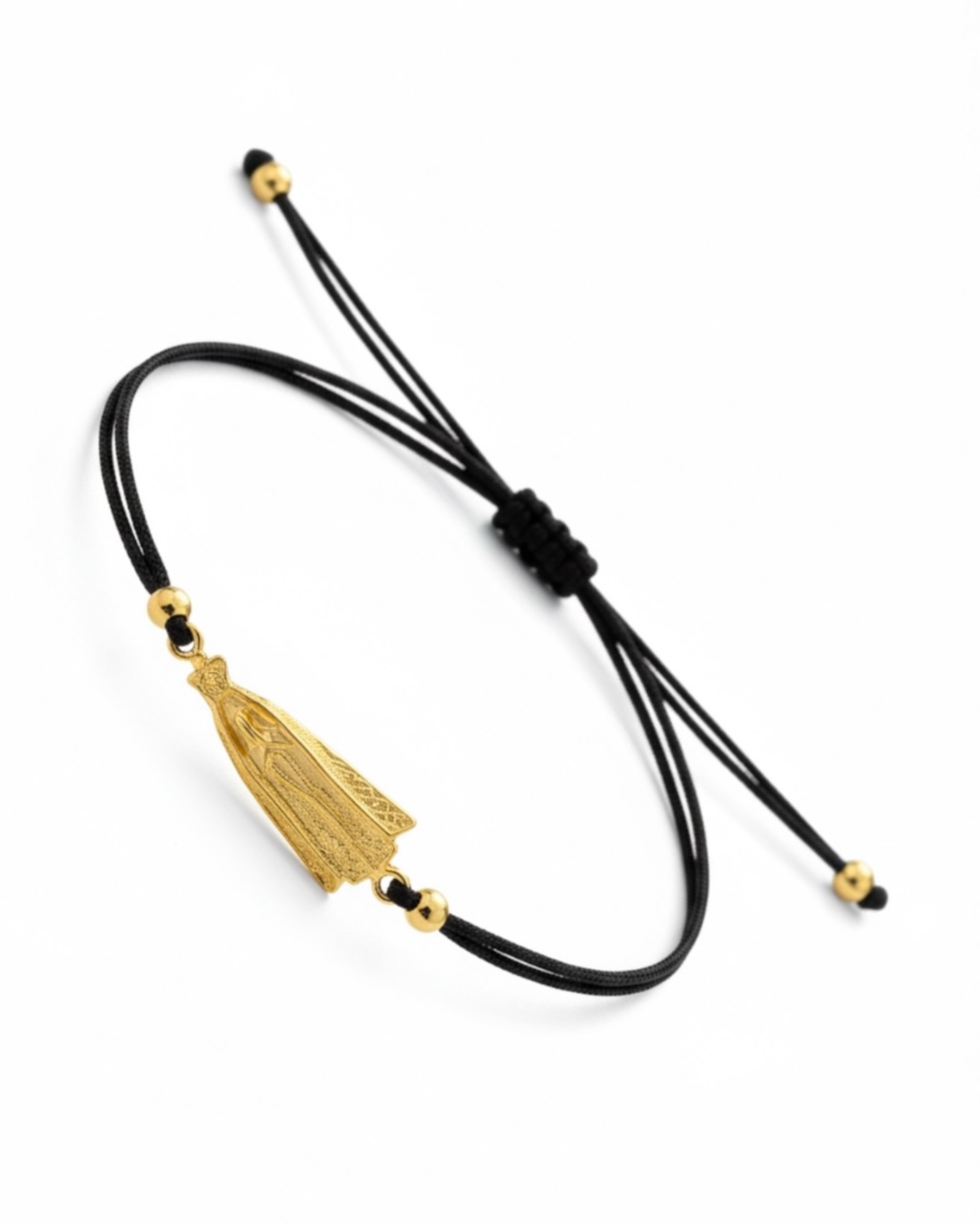Pulseira Seda Nossa Senhora de Fátima em Prata Dourada