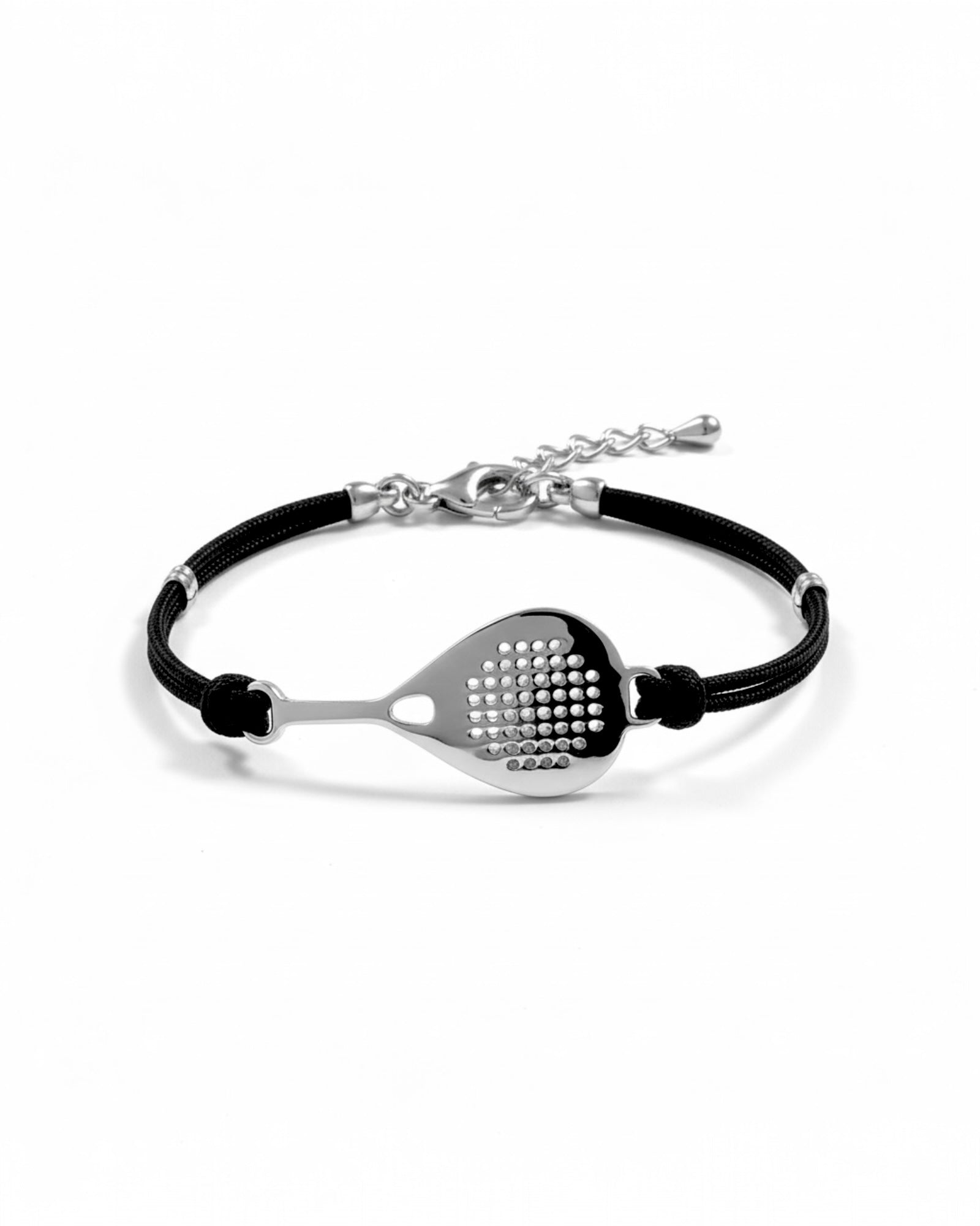 Black Padel Bracelet with Silver Tone