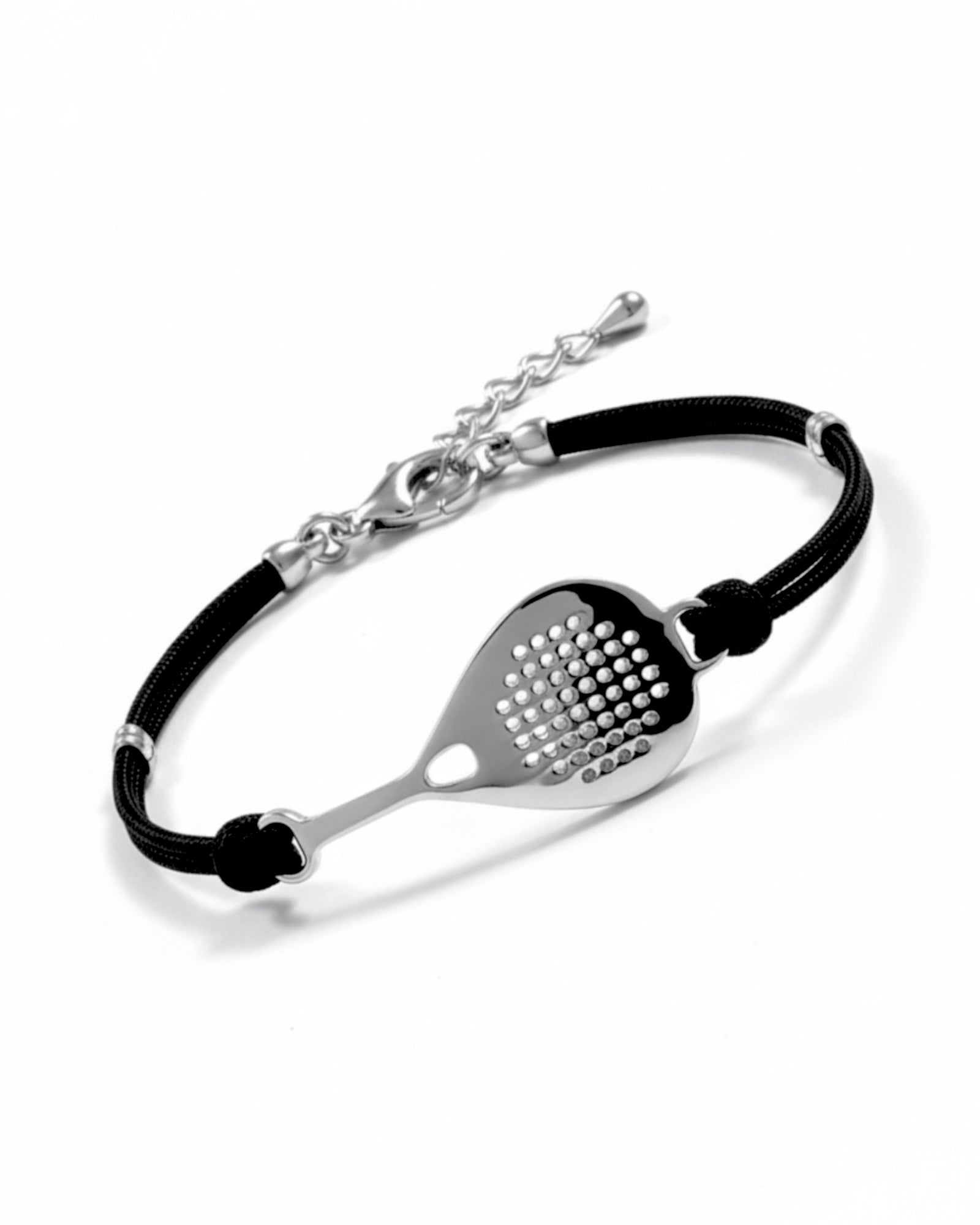 Black Padel Bracelet with Silver Tone